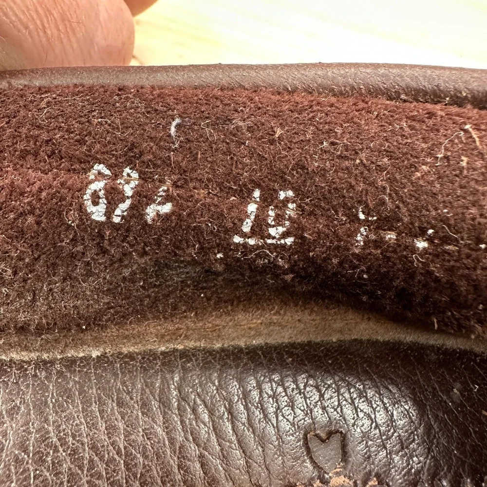 Minnetonka Moccasin Men 10 Brown Moosehide Leather Whipstitch Loafers